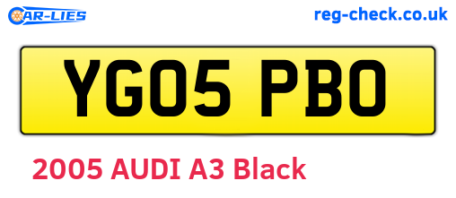 YG05PBO are the vehicle registration plates.