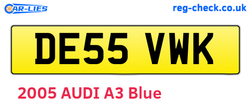 DE55VWK are the vehicle registration plates.