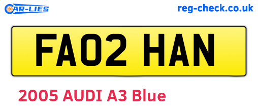 FA02HAN are the vehicle registration plates.