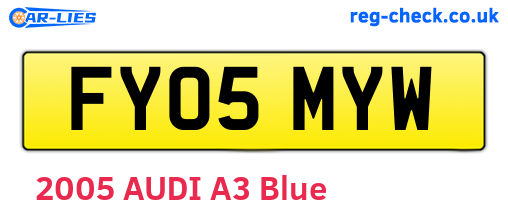 FY05MYW are the vehicle registration plates.