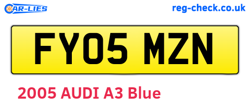 FY05MZN are the vehicle registration plates.