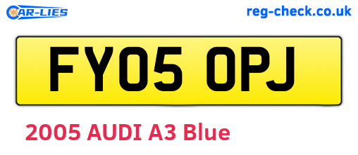 FY05OPJ are the vehicle registration plates.
