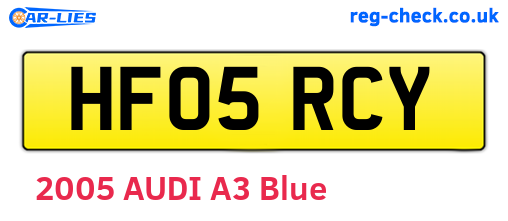 HF05RCY are the vehicle registration plates.