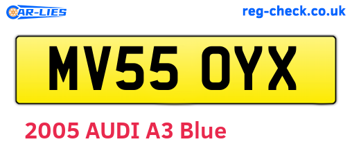 MV55OYX are the vehicle registration plates.