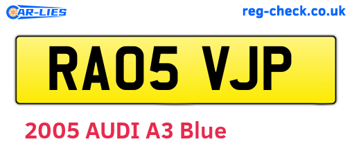 RA05VJP are the vehicle registration plates.