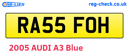 RA55FOH are the vehicle registration plates.