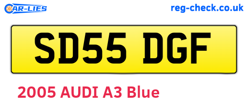 SD55DGF are the vehicle registration plates.