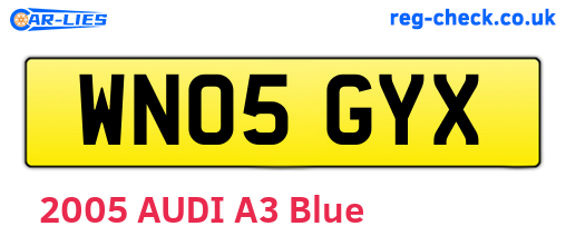 WN05GYX are the vehicle registration plates.