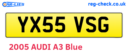 YX55VSG are the vehicle registration plates.