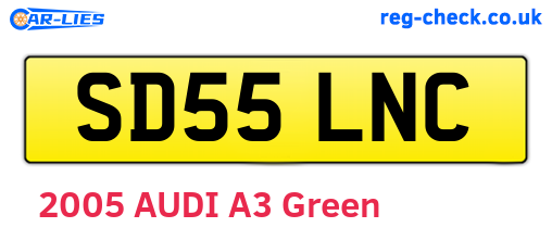 SD55LNC are the vehicle registration plates.