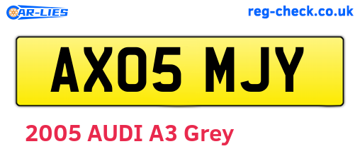 AX05MJY are the vehicle registration plates.