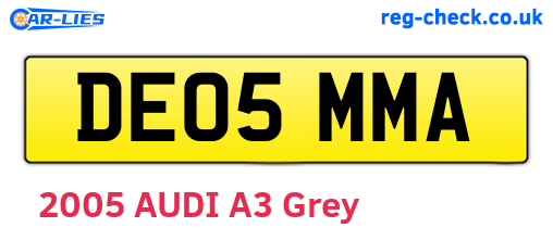 DE05MMA are the vehicle registration plates.
