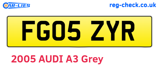 FG05ZYR are the vehicle registration plates.