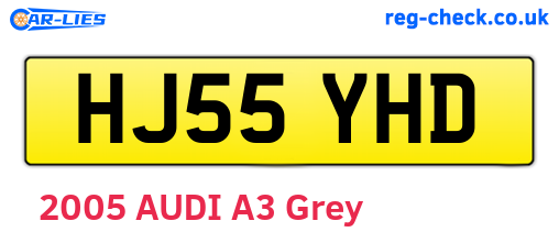HJ55YHD are the vehicle registration plates.