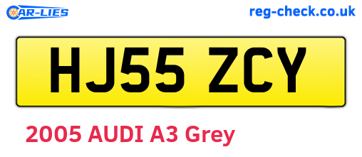 HJ55ZCY are the vehicle registration plates.
