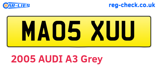 MA05XUU are the vehicle registration plates.