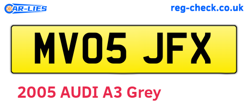MV05JFX are the vehicle registration plates.
