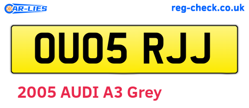 OU05RJJ are the vehicle registration plates.