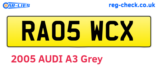 RA05WCX are the vehicle registration plates.