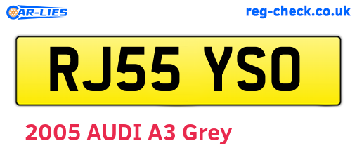 RJ55YSO are the vehicle registration plates.