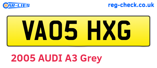 VA05HXG are the vehicle registration plates.