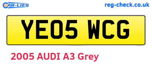 YE05WCG are the vehicle registration plates.