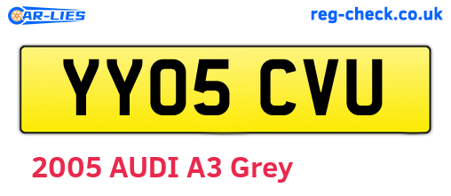 YY05CVU are the vehicle registration plates.