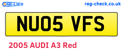 NU05VFS are the vehicle registration plates.