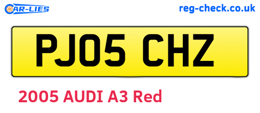 PJ05CHZ are the vehicle registration plates.