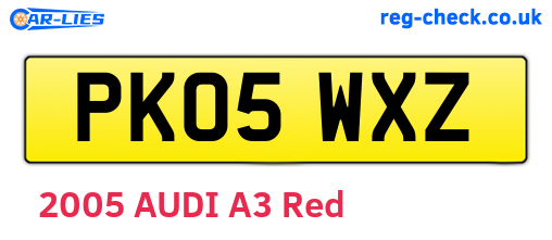 PK05WXZ are the vehicle registration plates.