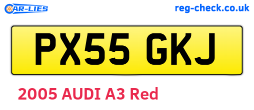 PX55GKJ are the vehicle registration plates.
