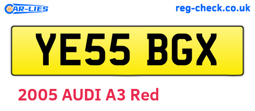 YE55BGX are the vehicle registration plates.