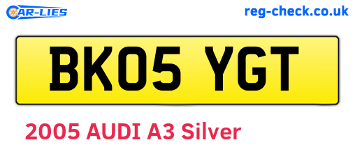 BK05YGT are the vehicle registration plates.