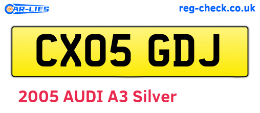 CX05GDJ are the vehicle registration plates.