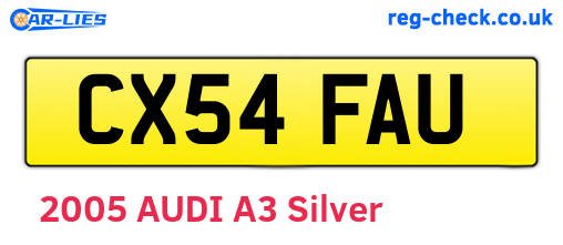CX54FAU are the vehicle registration plates.