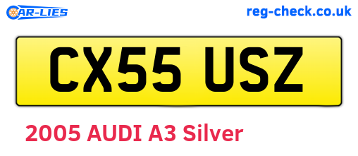 CX55USZ are the vehicle registration plates.