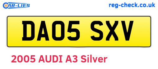 DA05SXV are the vehicle registration plates.