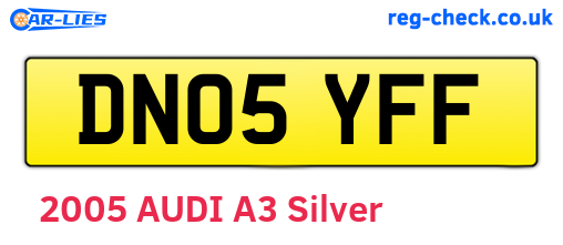 DN05YFF are the vehicle registration plates.