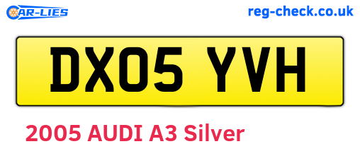 DX05YVH are the vehicle registration plates.
