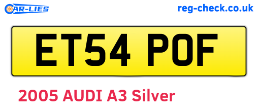 ET54POF are the vehicle registration plates.