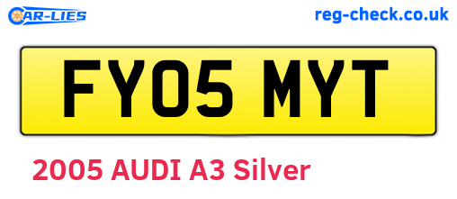 FY05MYT are the vehicle registration plates.