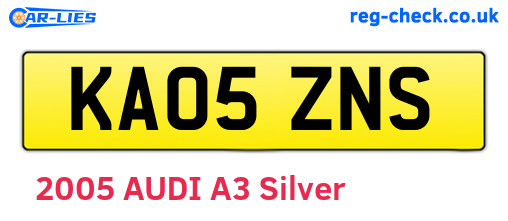 KA05ZNS are the vehicle registration plates.