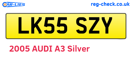 LK55SZY are the vehicle registration plates.