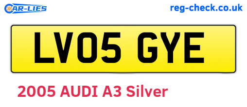 LV05GYE are the vehicle registration plates.