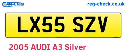 LX55SZV are the vehicle registration plates.