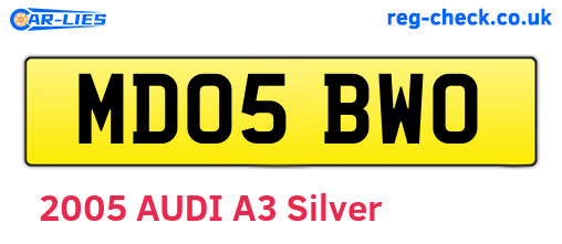MD05BWO are the vehicle registration plates.
