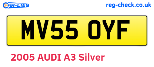 MV55OYF are the vehicle registration plates.
