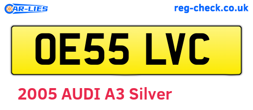 OE55LVC are the vehicle registration plates.