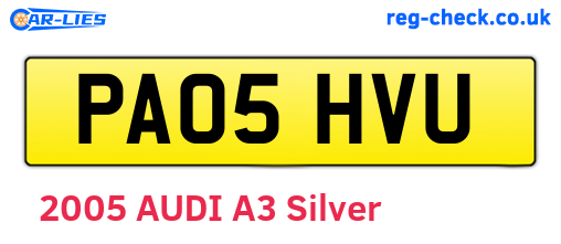 PA05HVU are the vehicle registration plates.