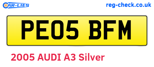 PE05BFM are the vehicle registration plates.